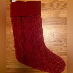 NWT Pottery Barn Red / Burgundy Textured Chenille Christmas Stocking 19.5” x 9”